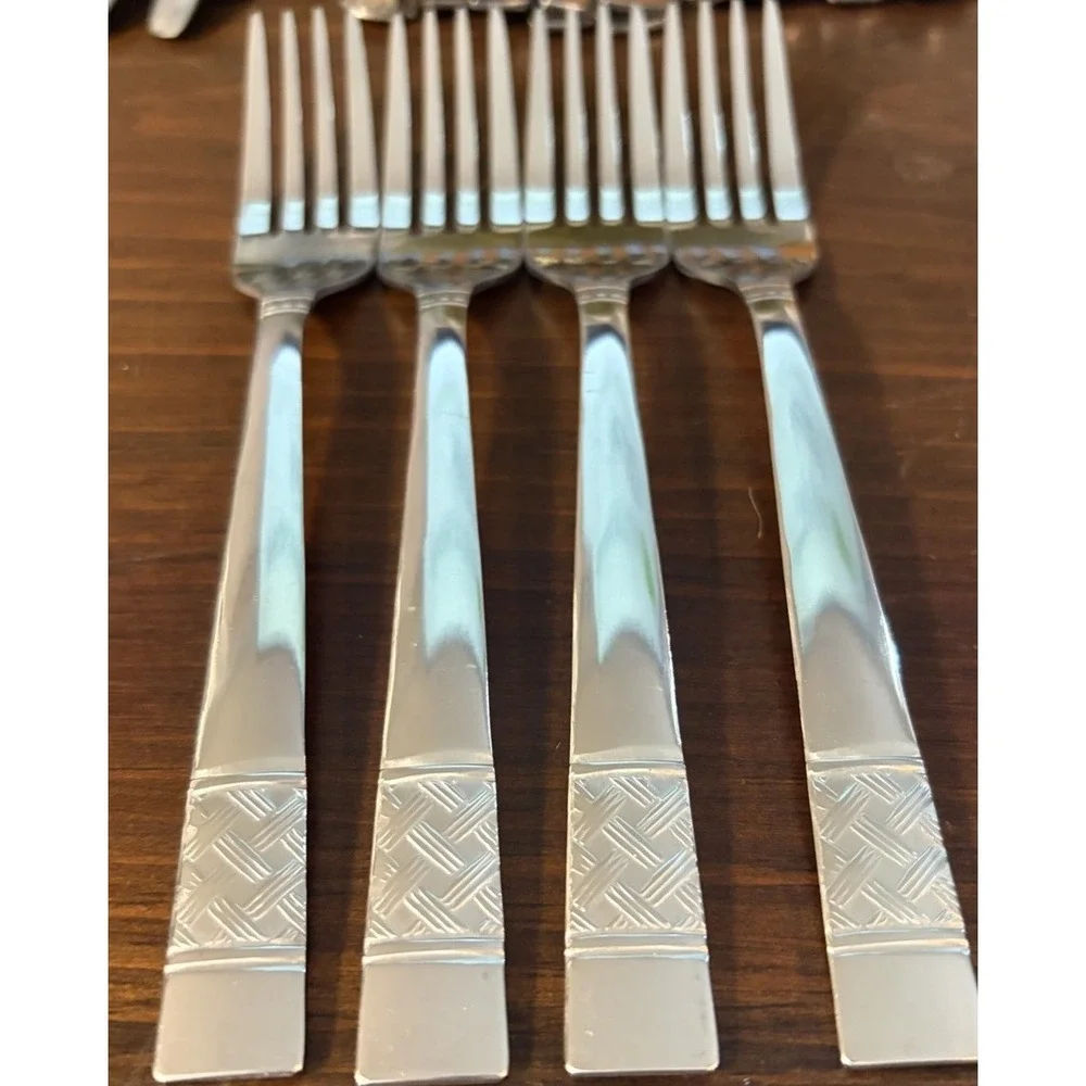 Mainstays Pierremont Stainless Steel Dinner Forks Set of 4 Basketweave 8